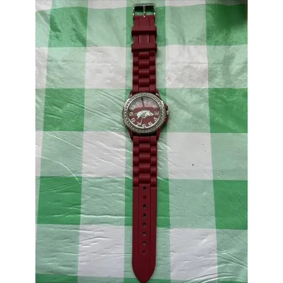 Arkansas Razorbacks Rhinestone Bezel Quartz Watch - Picture 2 of 7